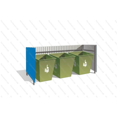 Контейнерная площадка для мусора открытая на 3 контейнера
