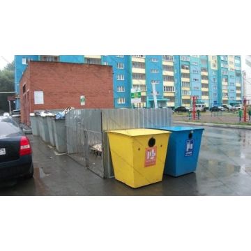 Комплект из 3 контейнеров металлических 0,75 м3 для раздельного сбора мусора - бумаги, пластика, стекла (колеса 125мм)