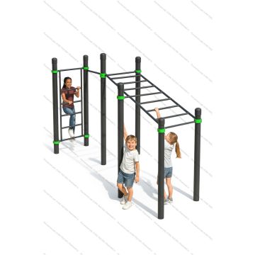 Рукоход двухсекционный с подъемом, шведская стенка и турник