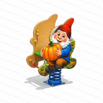 Качалка на пружине Гномик с фотопечатью