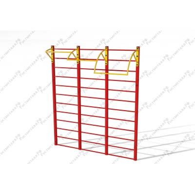 Шведская стенка c тройным турником 02