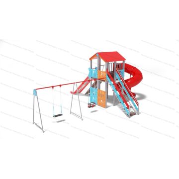 ДИК Форт Боярд 06 с качелями и винтовой горкой