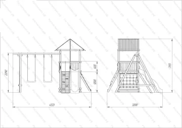 ДИК Сибирика с сеткой с 2-мя качелями ДИК Сибирика с сеткой с 2-мя качелями