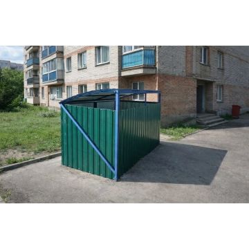 Контейнерная площадка для мусора с опрокидывающимся верхом на 2 контейнера