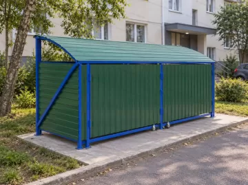 Контейнерная площадка для мусора с опрокидывающимся верхом на 2 контейнера