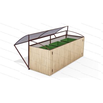 Контейнерная площадка для мусора с опрокидывающимся верхом на 3 контейнера