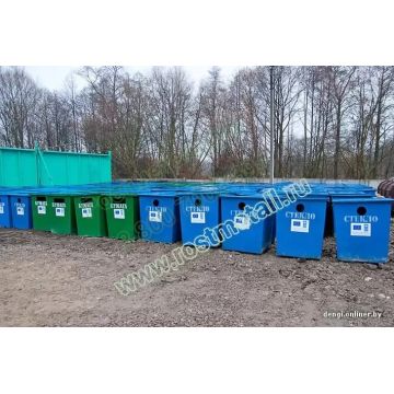 Контейнер металлический 0,75м3 для раздельного сбора мусора - для пластика