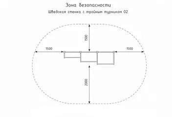 Шведская стенка c тройным турником 02 Шведская стенка c тройным турником 02