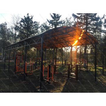 Теневой навес с  комплектом уличных тренажеров из 10-ти тренажеров