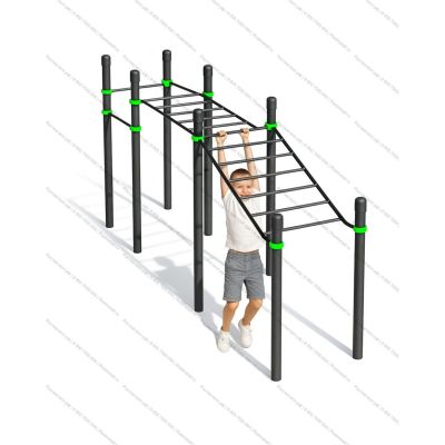 Рукоход двухсекционный с подъёмом и 3 турника