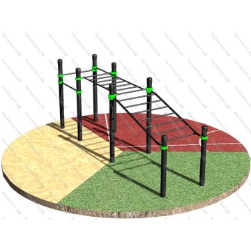 Рукоход двухсекционный с подъёмом и 3 турника Рукоход двухсекционный с подъёмом и 3 турника