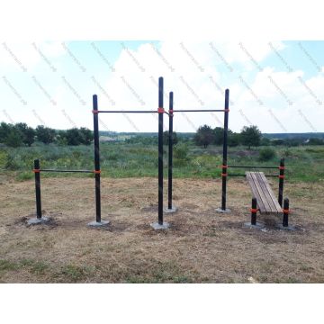 Скамья для пресса с четырьмя турниками