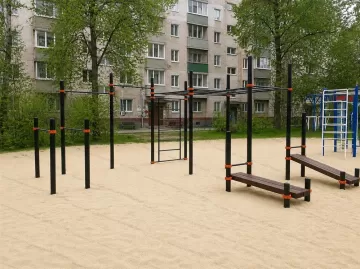 Рукоход двухуровневый с лестницей и двумя турниками Рукоход двухуровневый с лестницей и двумя турниками