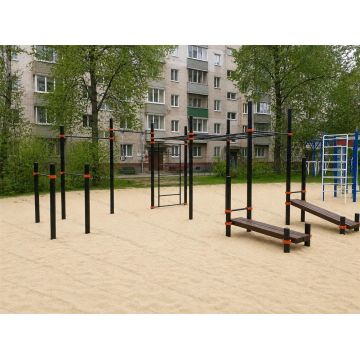 Рукоход двухуровневый с лестницей и двумя турниками Рукоход двухуровневый с лестницей и двумя турниками